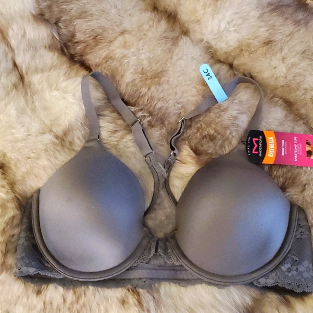 Maidenform racerback lace bra 34C steel grey